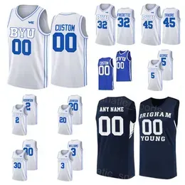 BYU Cougars College Jersey Basketball 3 Elijah Bryant 12 Eric Mika 1 Chase Fischer Tyler Haws Danny Ainge Jimmer Fredette Devin Durrant Sewing NCAA Man Woman Youth
