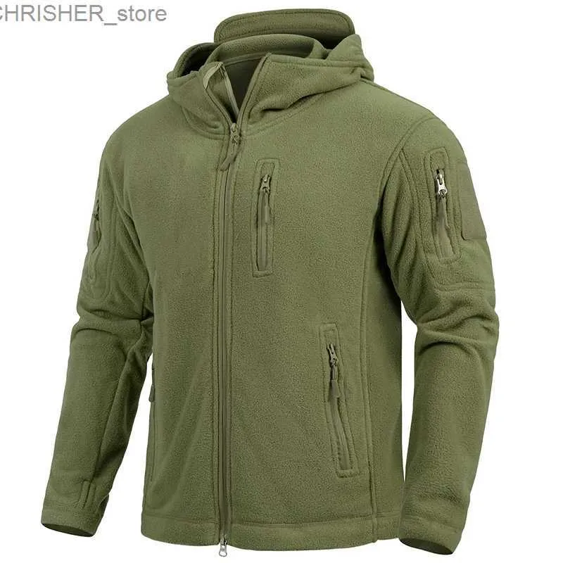 Taktiska jackor Mäns vinter Taktisk fleece hoodie jacka varma armé militärjackor multi-fickiga polära utomhus vandring ytterkläder huva coatl231218