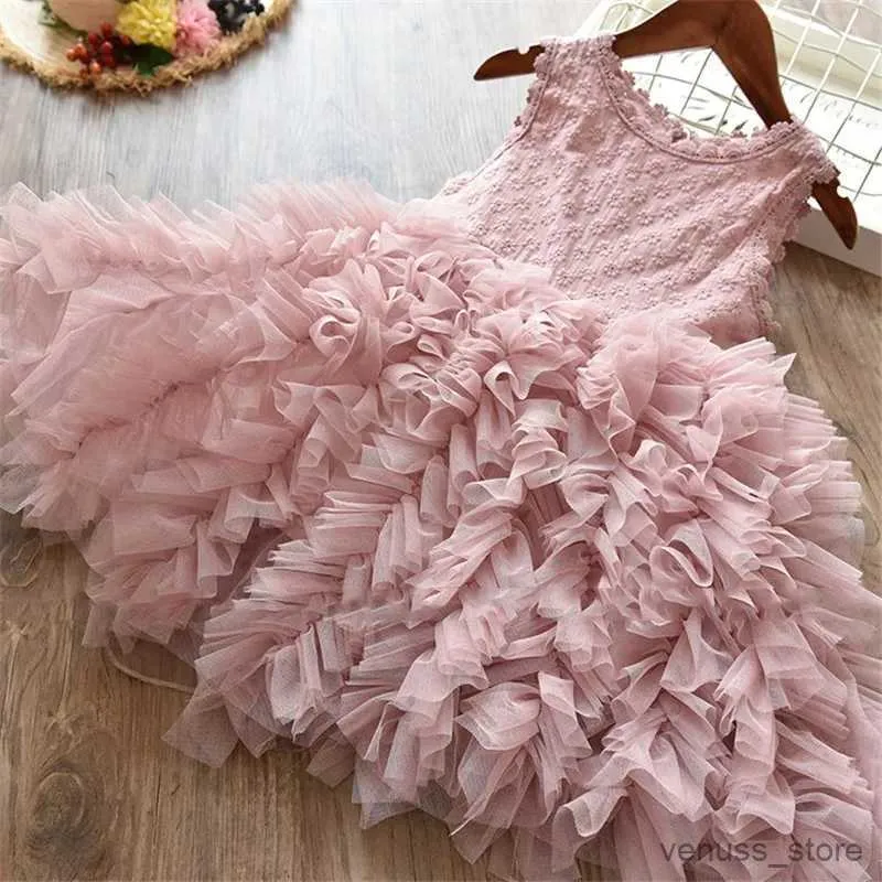 Robes de fille 3-8 ans paillettes fille robe de baptême 2023 nouveau sans manches Tutu grand arc enfant robes filles vêtements fête princesse anniversaire robes