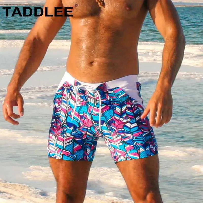 Mäns shorts Taddlee Sexiga män badkläder baddräkter simma trosor Boxer Bikini Square Cut Surf Board Shorts Trunksl231218