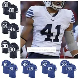 NCAA Custom BYU College Cougars Football Jerseys Ed 9 Jim Ahon 32 Dennis Pitta Emmanuel Esukpa Dax Milne Baylor Romney Jersey