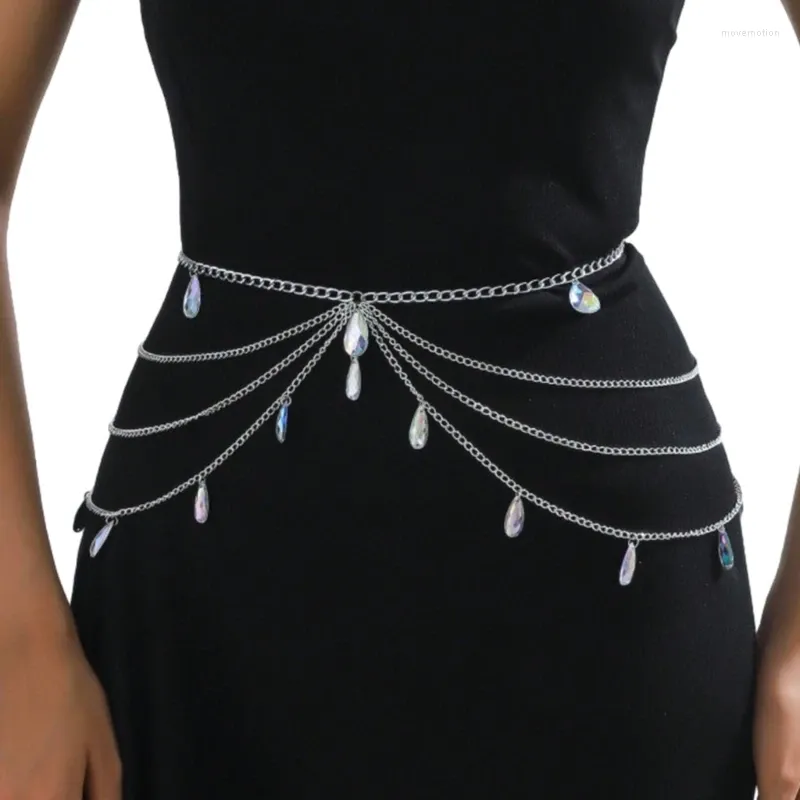 Riemen Tailleketting Y2K Hip Hop Elegante Waterdruppel Diamante Voor Feest/Club