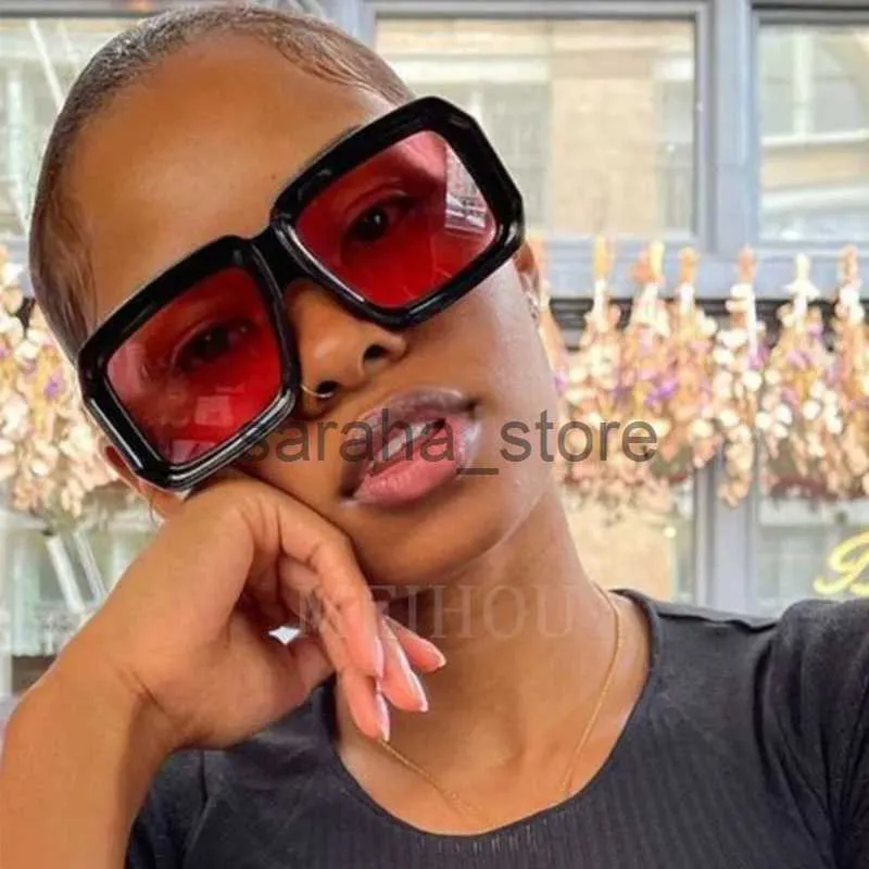 Okulary przeciwsłoneczne ponadgrzeznane kwadratowe okulary przeciwsłoneczne Kobiety retro odcienie modne luksusowe duże odcienie okulary przeciwsłoneczne marka okularów vintage UV400 J231218