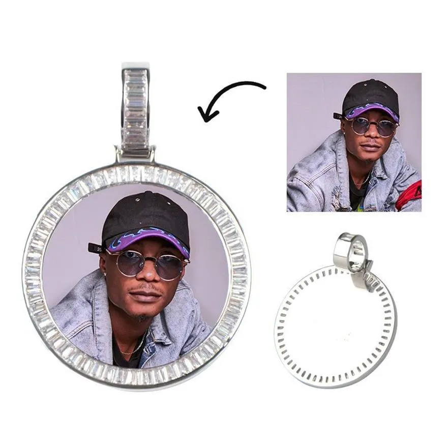 Gepersonaliseerde foto Po hanger ketting voor dames heren Geheugen ronde hanger ketting met tennisketting292v