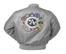 2018 New Autumn Thin 100th SPACE SHUTTLE MISSION Thin MA1 Bomber Hiphop US Pilot Flight College Jacket For Men SH1909157774311
