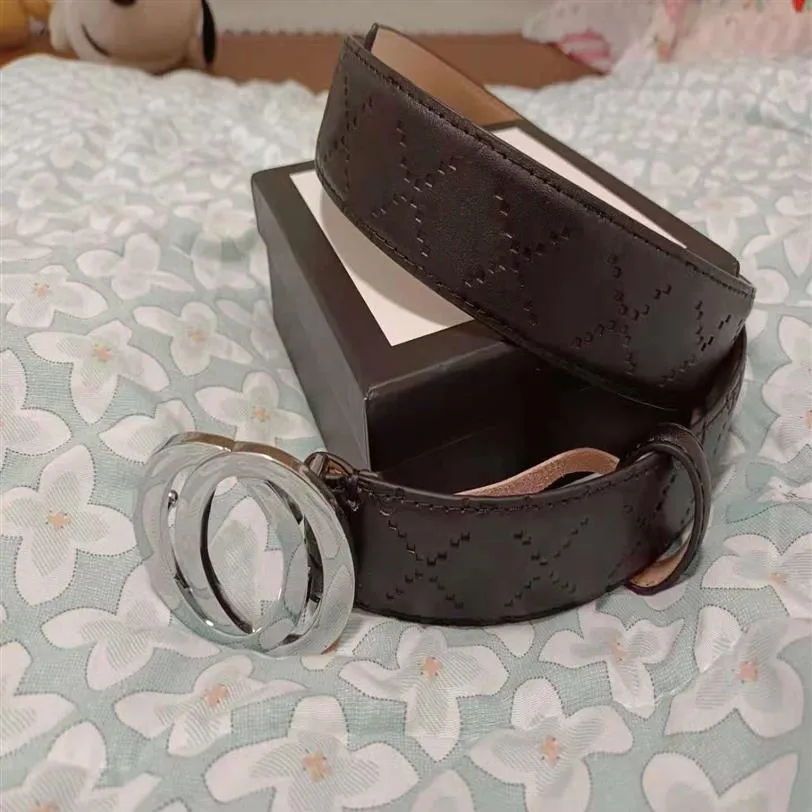 Cinturones de mujer para hombre Clásico Oro Plata Negro Hebilla lisa Cinturón de cuero genuino Alta calidad Viene con Box277n