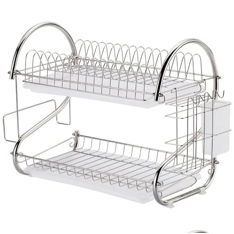 Dish Racks Bowl And Dish Drainage Rack Storage Kitchen Removable 304 Stainless Drop Delivery Home Garden Housekeeping Organization Kit Otoxv