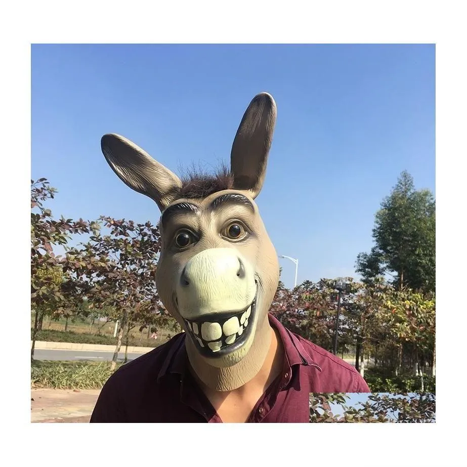 Party Masks Funny Adt Py Donkey Horse Head Mask Latex Halloween Animal Cosplay Zoo Props Festival Costume Ball Y200103 Drop Delivery Dhm5J