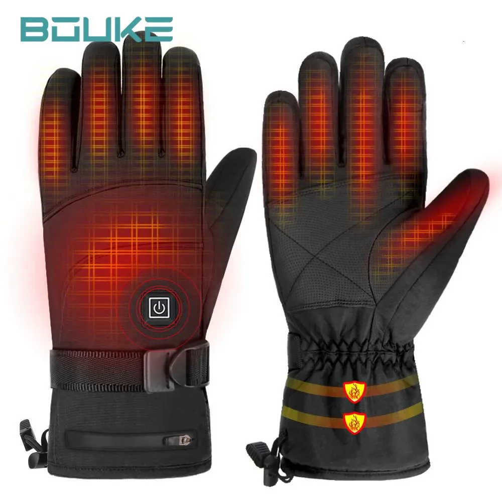 Five Fingers Gloves Heated Gloves Snowmobile Skiing Winter Warm Lithium Battery Motorcycle Heated Gloves Waterproof Heated Rechargeable Gloves 231218