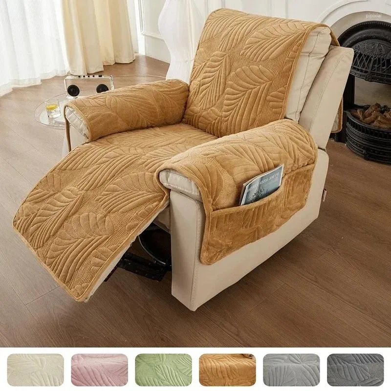 Chair Covers Plush Fur Recliner Sofa Cover Lazy Boy Armchair Anti Slip Soft Warm Quilted Slipcover For Living Room Decor