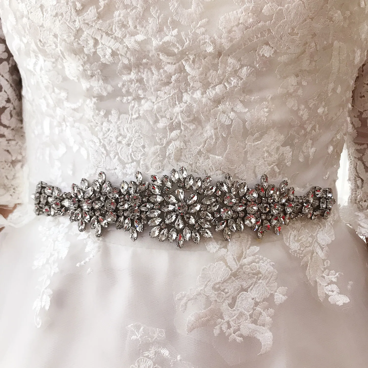 Theaque Cintura da donna in chiffon, cintura in vita per occasioni speciali, matrimoni, balli formali, 7,6 cm di larghezza, bianco, Taglia unica