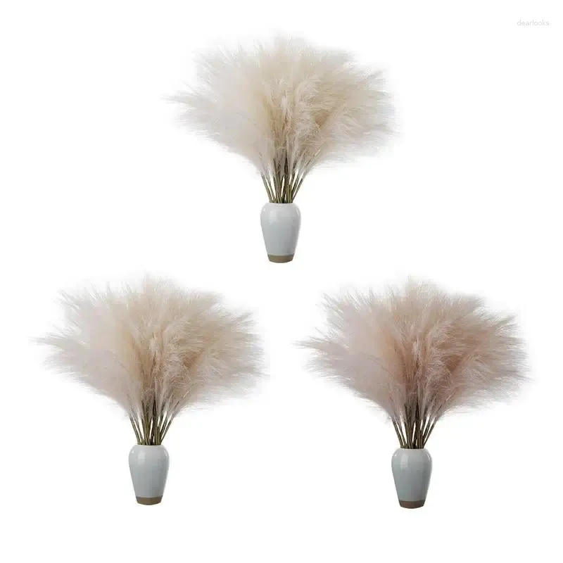 Dekorativa blommor faux gräs dekor falska fluffiga pampor blommor för hem bröllop boho dekoration stor pompas pompous vase fyllmedel