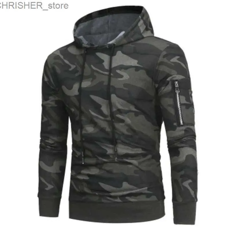 Tactical Jackets Men's New Fashion Camo Sweater Men's Printed Casual Hooded Coat Slim Fit Pullover HoodieL231218