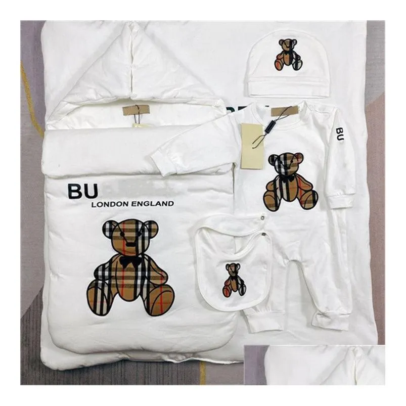 Outono e inverno bebê designer marca mens mulheres escalada roupas simples manga longa algodão onesie saco de cinco peças hip hop clo dhvbu