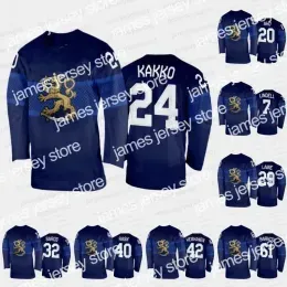 CUSTOM Hockey Jerseys Finland Home Jersey 2022 Winter Kaapo Kakko Esa Lindell Juuse Saros Aleksander Barkov Patrik Laine Teuvo Teravainen Tu