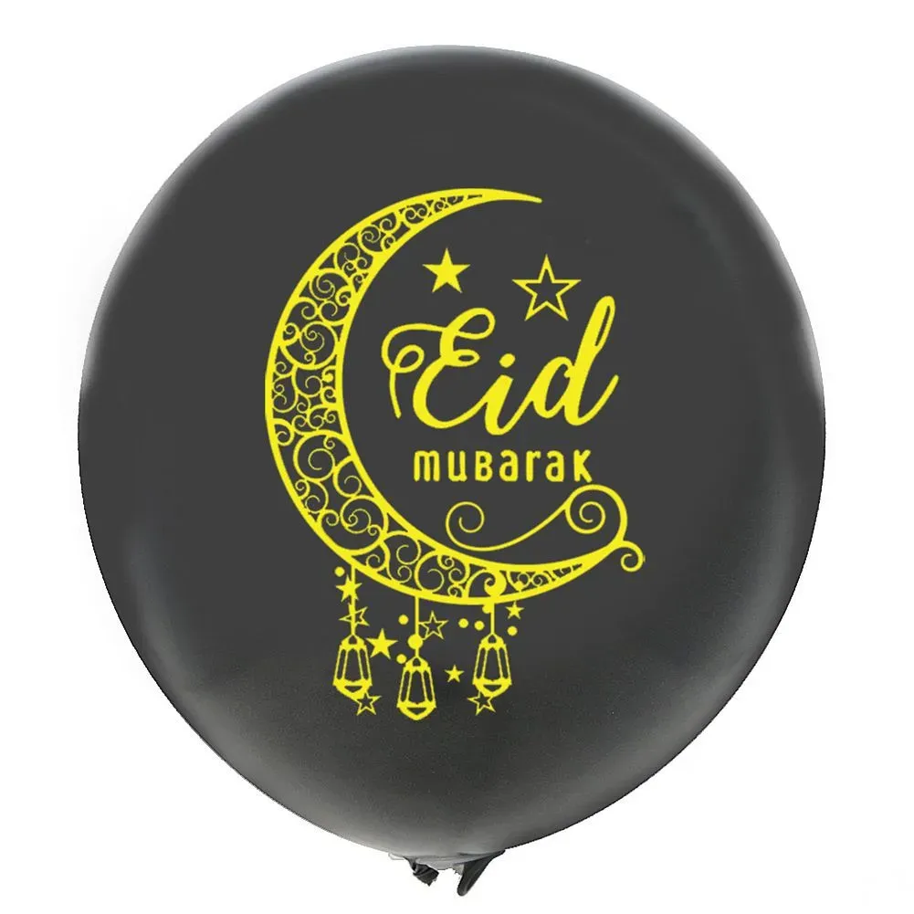 12inch Latex Eid Mubarak Confetti Balloon Party Decoration Muslim Foil-Balloon 30cm Moon Star Foil Mylar Balloon; Party-Supplies Custom Design