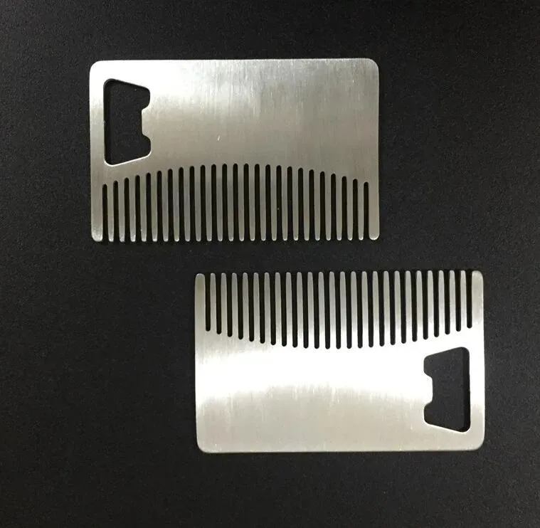 Fast shipping Professional Card style Men's mustache comb Beer openers Anti Static Stainless Steel Comb Bottle Opener