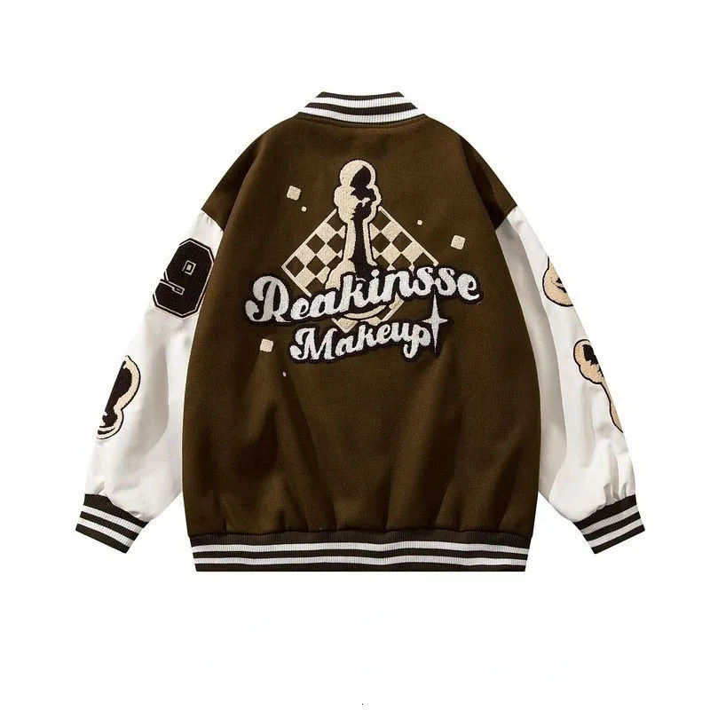 Men's Jackets American HipHop embroidered baseball uniform coat for men and women in autumn winter street couple casual handsome 231218