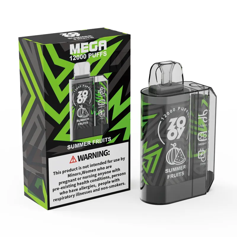 Originele zooy mega puff 12000 wegwerp vape e-sigaret vape wegwerp bladerdeeg 9000 puffbar oplaadbare batterij 0% 2% 5% vape pen kit bladerdeeg 12k