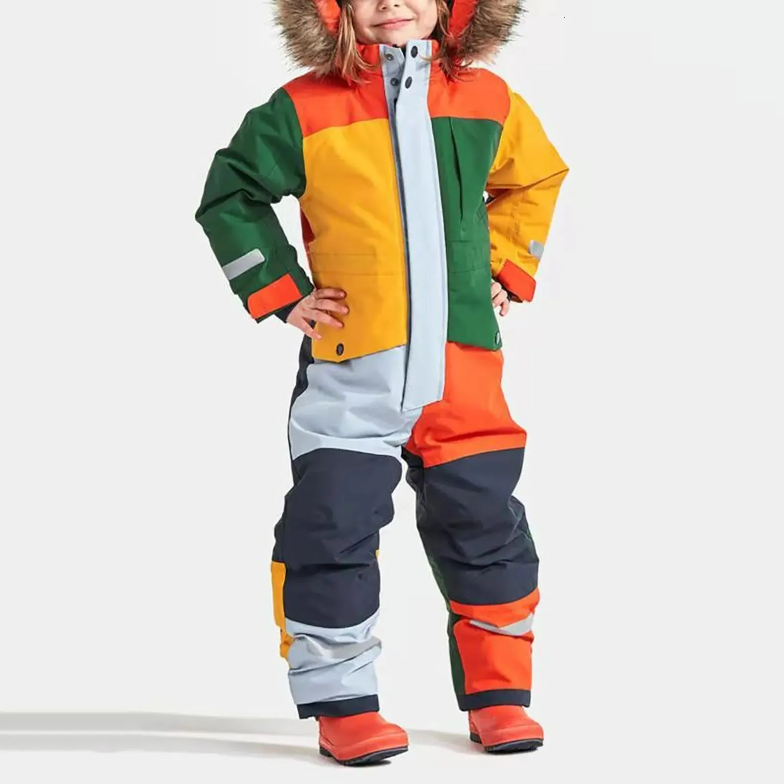 Ensembles de vêtements Enfants Vêtements de neige Combinaison de ski Combinaison de ski Garçons Filles Hiver Coupe-vent Chaud Extérieur Polaire Salopette Enfants Ski Snowboard Costume 231218