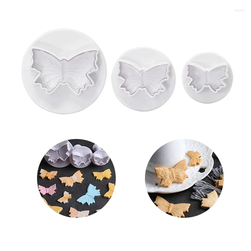 Formy do pieczenia 3PC Butterfly Cakies Cutters Biscuit Formy Cake Fondant Sugar Cukier Kształt do dekoracji ślimaku z ciasta