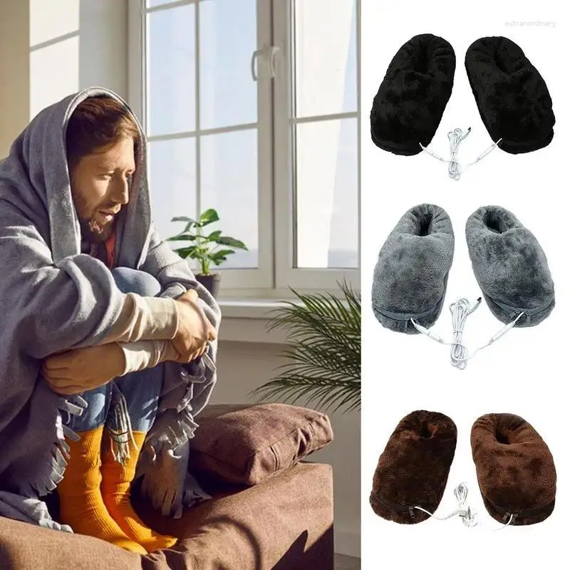 Carpets Heating Slippers Fast Plush Foot Warmer Shoes USB Electric Thermal For Men Woman Winter Supplies