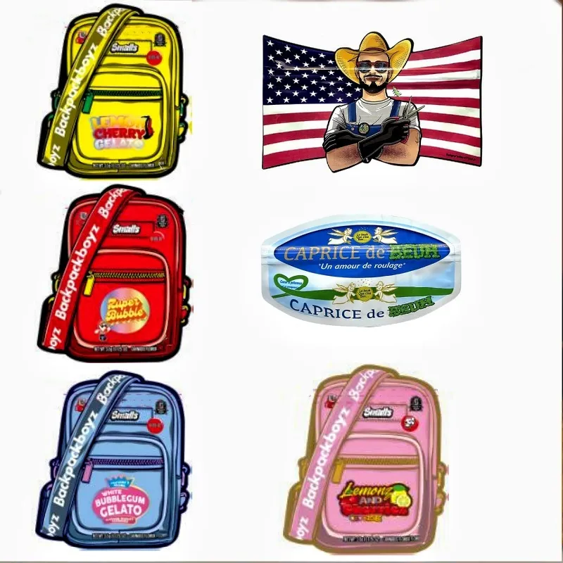 3.5 Backpack Boyz Mylar Bag Die Cut Kształt Nowy kolacja 2024 Wysokiej jakości czarny różowy aluminiowy pakiet foliowy plastikowy zapach odporny na Runtz Gelato Exotic Sticker Pack Pack torebka