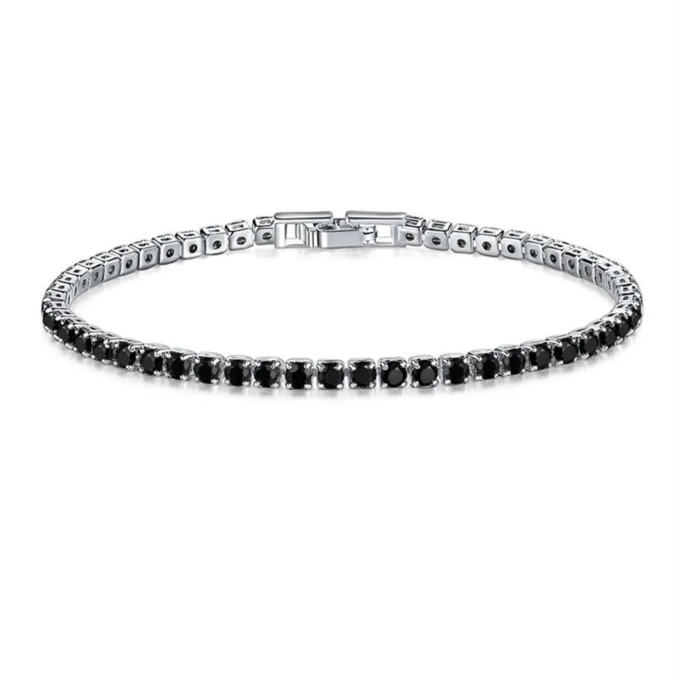 Bracelet de Tennis en Zircon glacé pour hommes, chaîne à maillons en vrac, 10 pièces, bijoux Hip Hop, matériau en cuivre, boîte noire, fermoir CZ Link 18cm316T