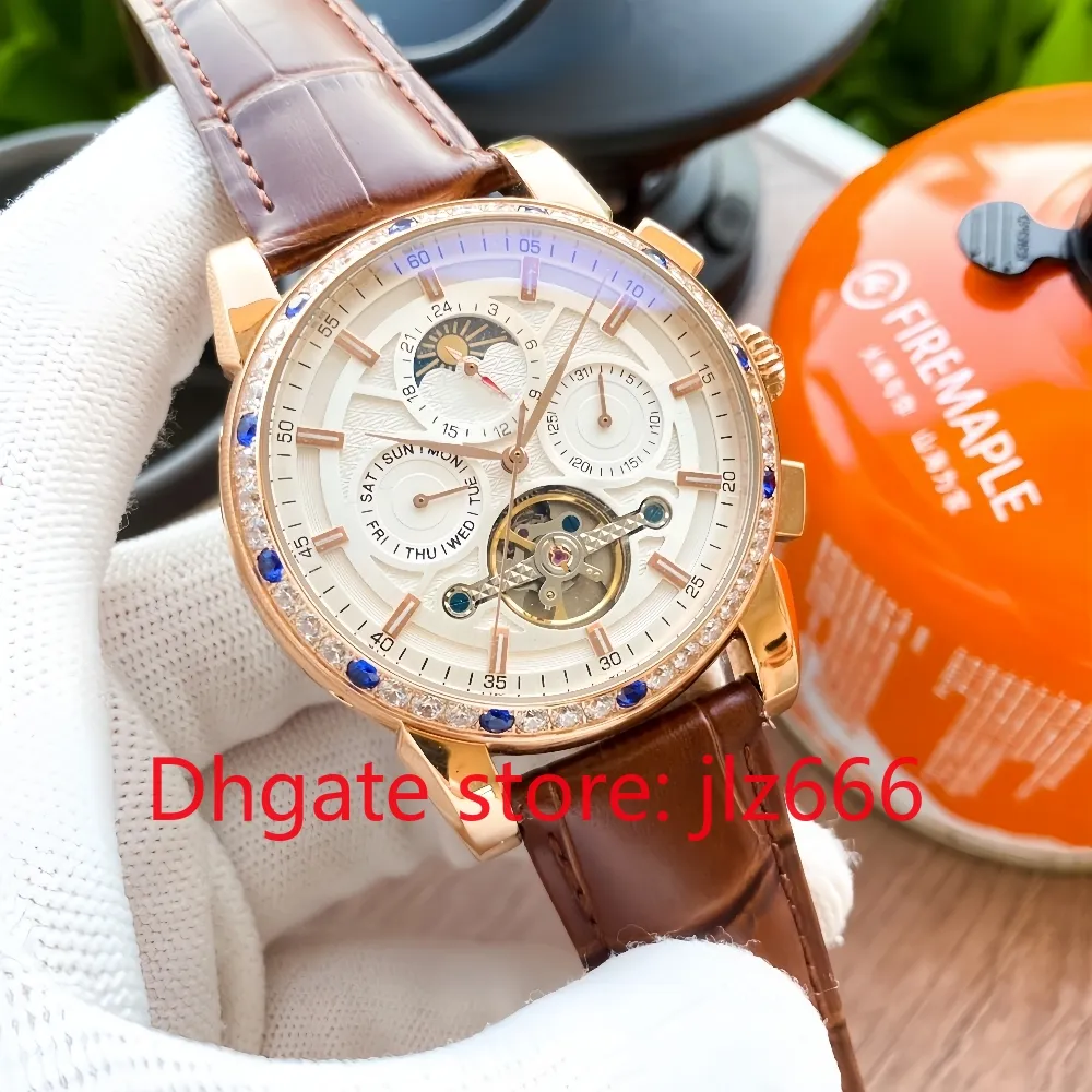 Zegarek męski mechaniczny zegarek luksusowy PP w pełni automatyczny ruch mechaniczny wodoodporny Wodoodporny turbillon 50m, Sapphire Mirror Surface, RR