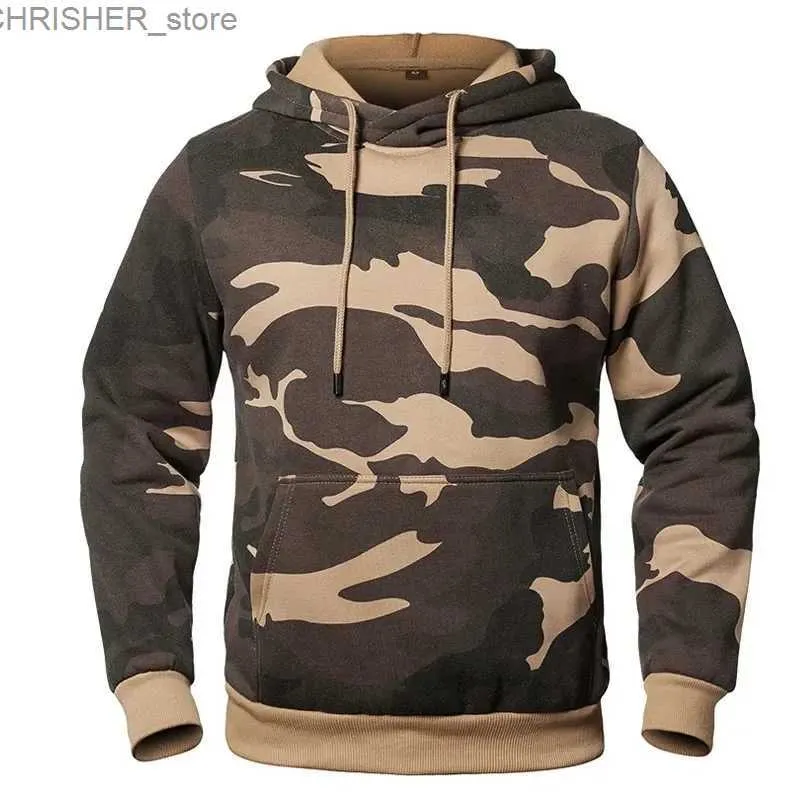 Taktiska jackor Camouflage Hoodies Men's Fashion Sweatshirt Male Camo Hooded Hip Autumn Winter Military Hoodie Men's Fleece Coats Us/Eur Sizel231218