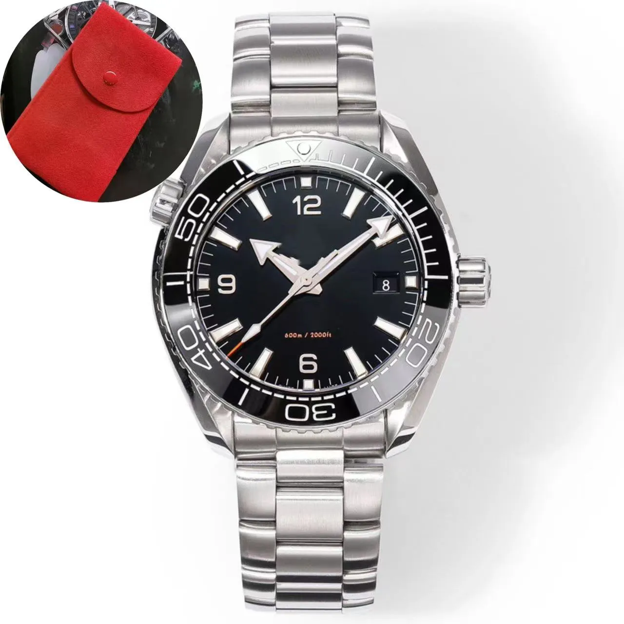 Mens watch 43MM watches with red bag sapphire Original Ceramic Bezel omg sea 600m designer watches high quality Automatic Movement waterproof montre luxury watch