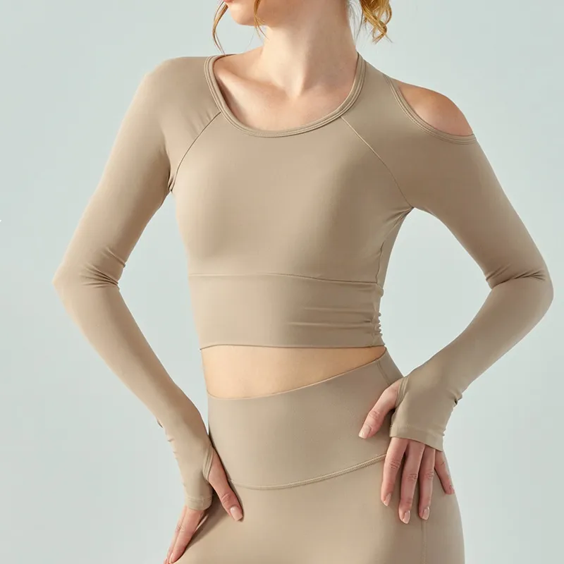 Al Yoga Long Sleeve Shirt Womens Tight Yoga Shirts Clothes Long-sleeved Crop Top al Fitness DSL681