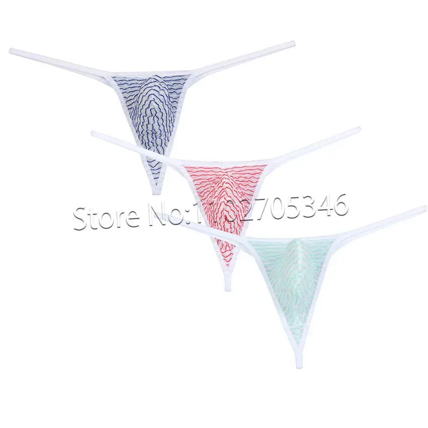 男性Jacquard Thong g-String Mesh T-Back Underwear Jym String Crotch Micro Tangas Mini Pants