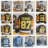 ''Penguins''New Retro Ice Hockey''''Jerseys 87 Sidney Crosby 7 Joe Mullen 8 Mark Recchi 10 Ron Francis 19 Bryan Trottier Jersey