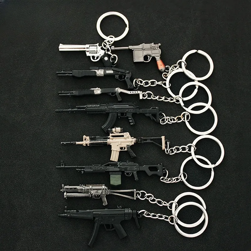 سلسلة مفاتيح المحفظة عملة الرسوم المتحركة الرسوم المتحركة سلسلة المفاتيح الحانة 98K AWM AKM M24 Mini Gun Alloy Pendant Key Chain chain سلسلة الهاتف