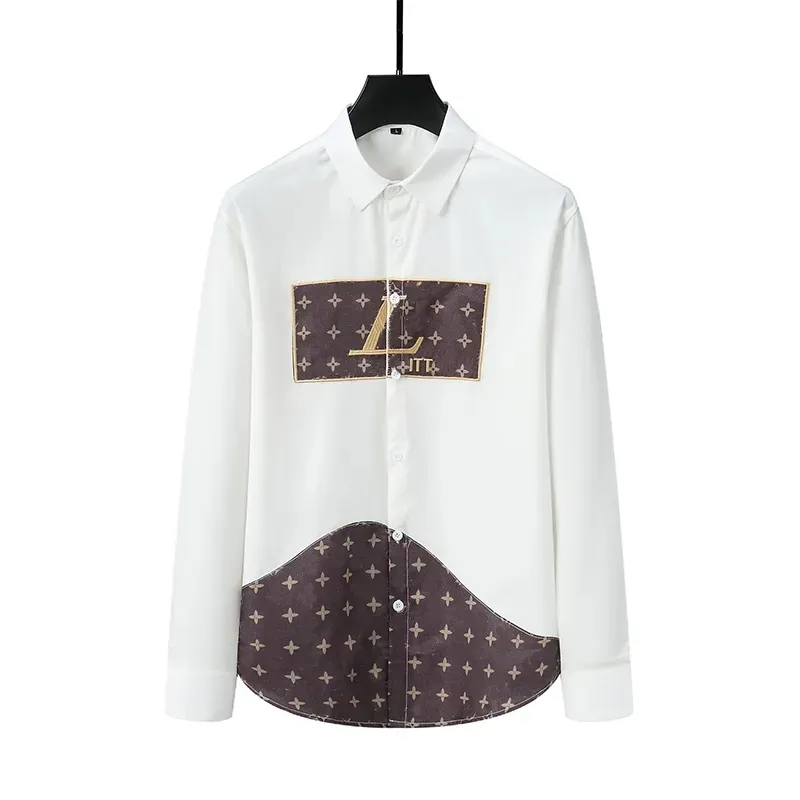 Designer Dress Dress Shirt Casual Slim Silk T-Shirt Caseve Long Cashing Business Abbigliamento Plaid Uomini ASIAN SZIEM-XXXL