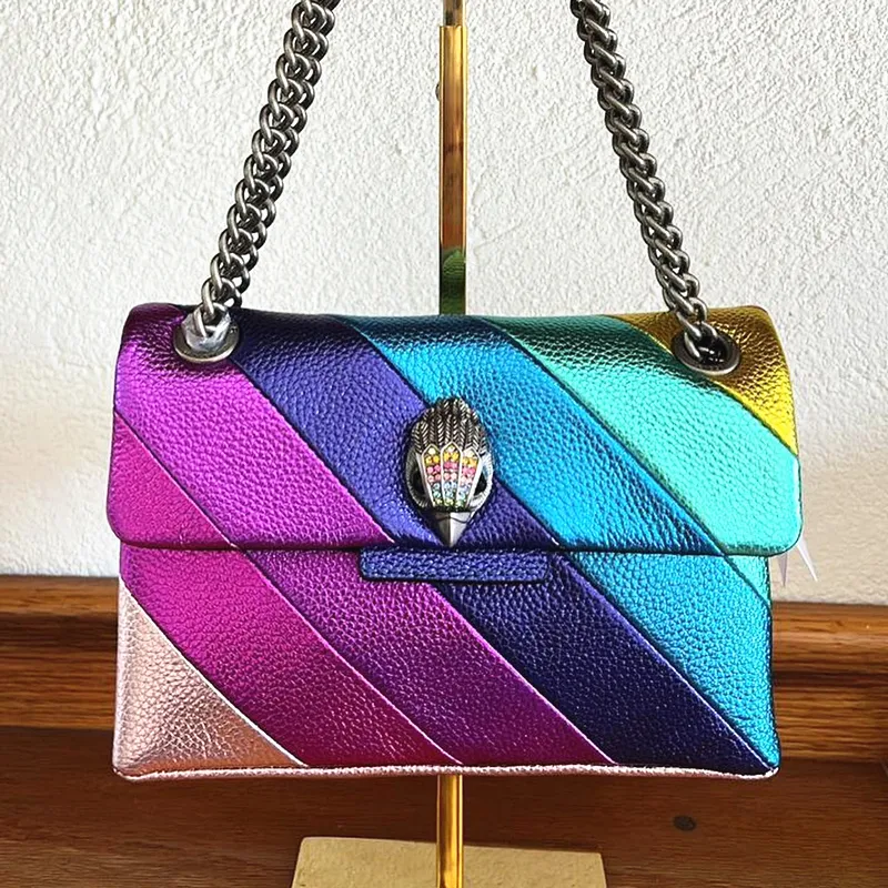 Kurt Geiger Rainbow Leather Flap Luxury Purse, London Tote from