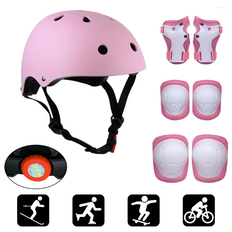 Motorcycle Helmets Children Set Of Roller Skating And Riding Protective Gear Skateboard Balance Car Elbow Pads Knee Cycling Helmet Wrist