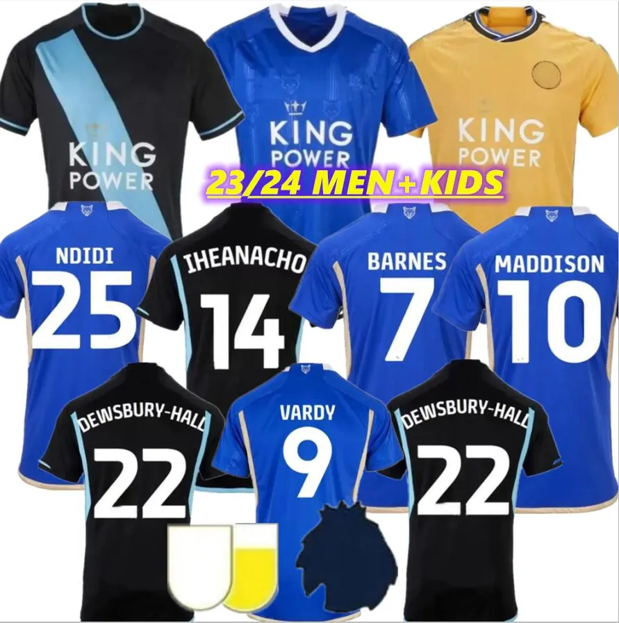 23 24 Leicester maglie da calcio BARNES Tielemans casa lontano VARDY MADDISON IHEANACHO DEWSBURY-HALL DAKA LOOKMAN City Home 2023 2024 Home Uomo Maglie da calcio Kit per bambini