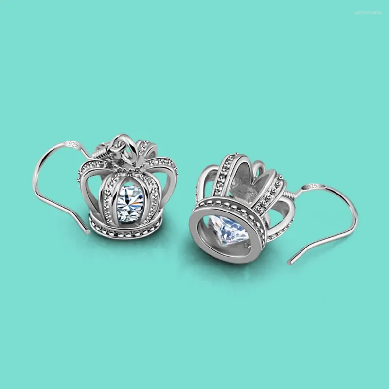 Boucles d'oreilles pendantes en argent Sterling 925, Noble et solide, pendentif couronne en Zircon CZ de haute qualité, bijoux Glamour féminin, cadeaux