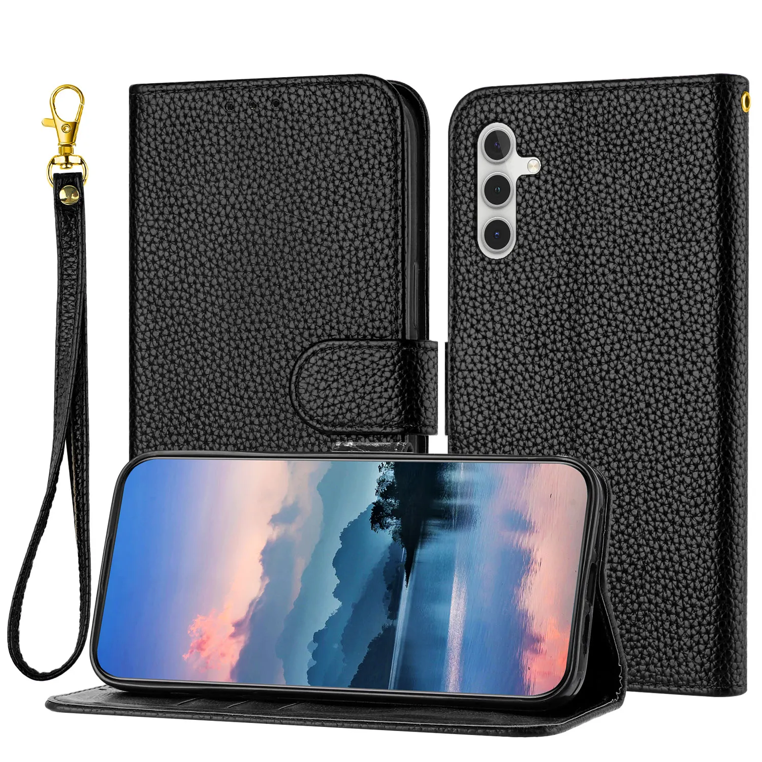 Fashion Litchi PU Leather Wallet Cases For Samsung S24 Plus Ultra A05