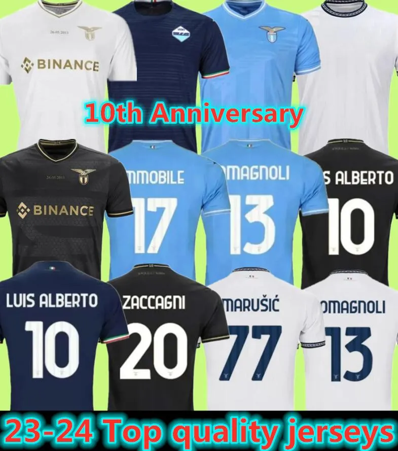 23 24 Lazio Immobile Soccer Jerseys 2023 2024 IMMOBILE LUIS BERISHA BASTOS SERGEJ ZACCAGNI BADELJ LUCAS J.CORREA MARUSIC hommes enfants kit maillot de football 10e anniversaire