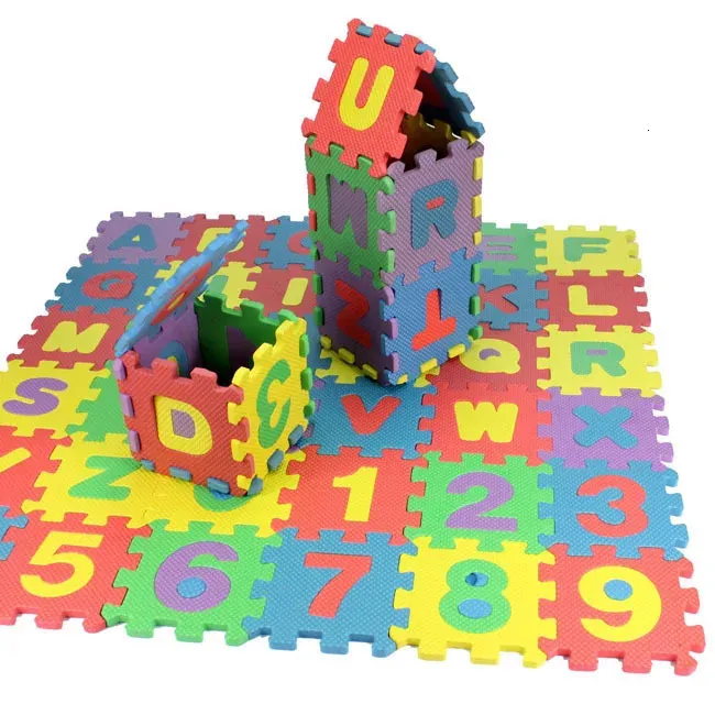 Mini EVA Foam Alphabet & Number Play Mat - Soft Baby Puzzle Floor Tiles ...