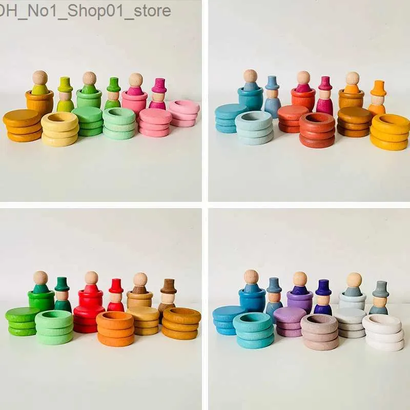 Sorting Nesting Stacking toys Season Figure Set Spring Summer Autumn Winter Kids Rainbow Peg Dolls Pretend Play Color Baby Montessori Educational Toys Q231218