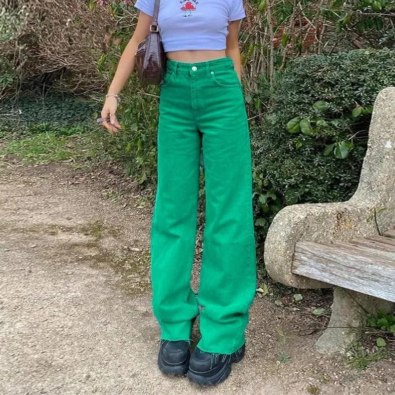 Jeans y2k streetwear jeans baggy verde adolescentes meninas 2022 verão roupas vintage moda rosa cintura alta calças jeans femininas