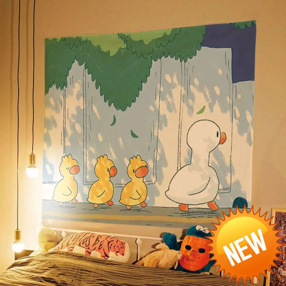 Anime tapestry vägg hängande söta roliga anka mor barn hippie kawaii rum dekor tapestry estetik för tjej tonåring rummet dekoration