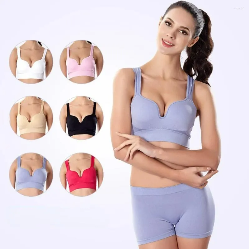 Reggiseni modellanti da donna Reggiseni push-up senza cuciture in cotone Reggiseno ventilato Raccolto sportivo Fitness Reggiseno Gilet imbottito senza fili