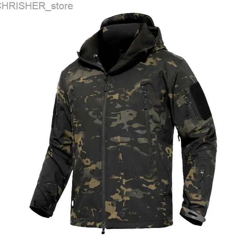 Taktiska jackor Mege Shark Skin Soft Shell Militär Taktisk jacka män Vattentät arméfleece kläder Multicam Camouflage Windbreakers 4xll231218