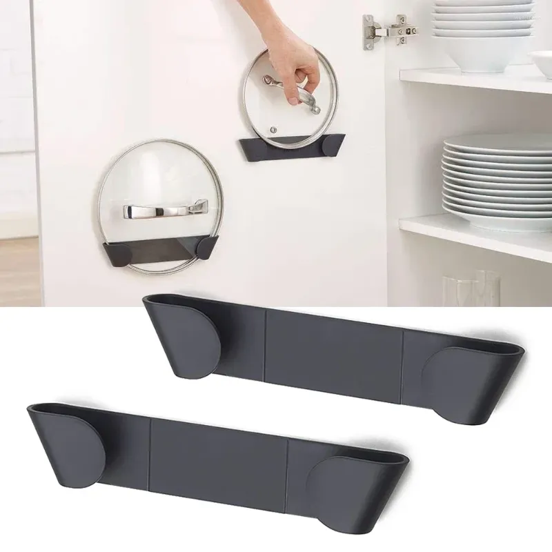 Kitchen Storage 4Pcs Pot Rack Wall-Mounted No Punching Self-Adhesive Household Holder Pan Lid Organizer Cover