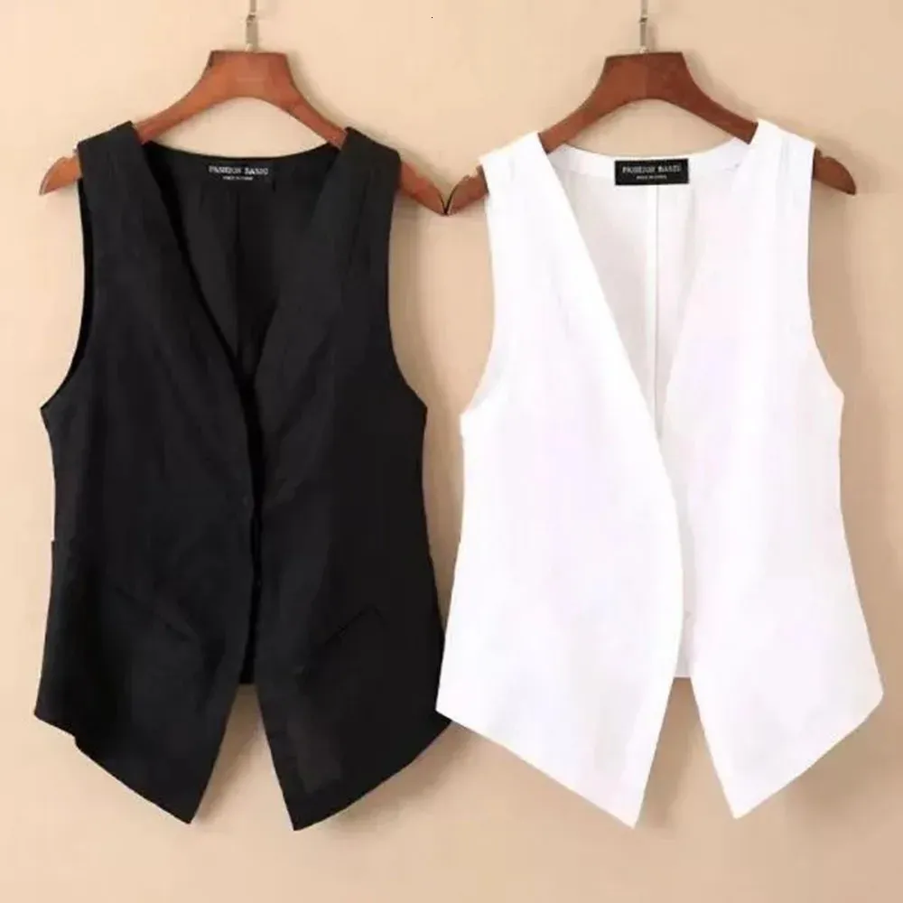 Women's Vests Loose Solid Color Summer Vest Tank Top Korean Version Slim Casual Suit Jacket Coat Professional Female Sleeveless Waistcoat 231218